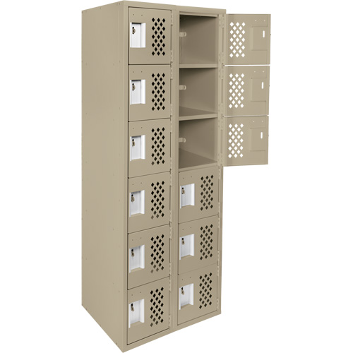 Assembled Lockerettes Clean Line Perforated Economy Lockers, 6 -tier, Bank of 2, 18" x 72" x 12", Steel Ontario Packaging