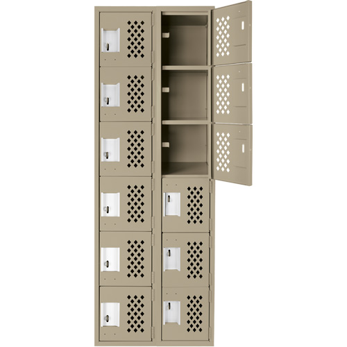 Assembled Lockerettes Clean Line Perforated Economy Lockers, 6 -tier, Bank of 2, 18" x 72" x 12", Steel Ontario Packaging