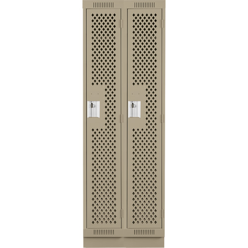 Clean Line Lockers, Bank of 2, 24" x 12" x 76", Steel, Beige, Rivet (Assembled), Perforated Ontario Packaging