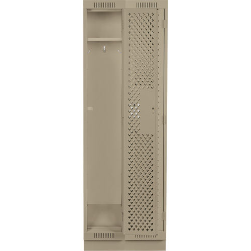 Clean Line Lockers, Bank of 2, 24" x 12" x 76", Steel, Beige, Rivet (Assembled), Perforated Ontario Packaging