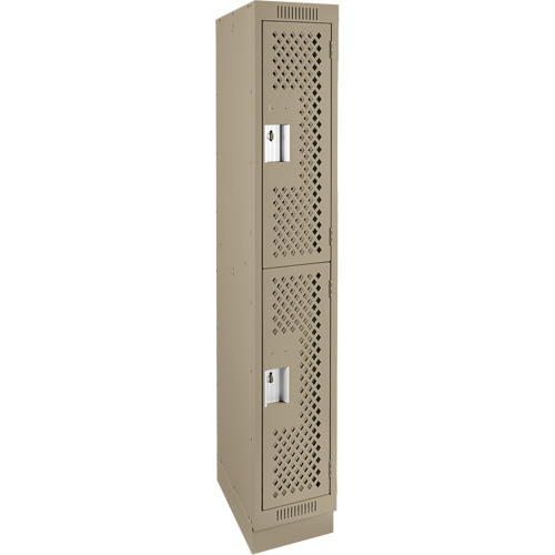 Casiers Clean Line, 2 niveaux, 12" x 18" x 76", Acier, Beige, Rivet (assembl&eacute;), Perfor&eacute; Ontario Packaging