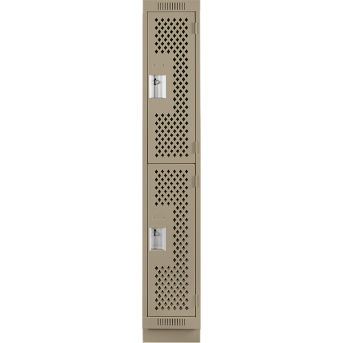 Casiers Clean Line, 2 niveaux, 12" x 18" x 76", Acier, Beige, Rivet (assembl&eacute;), Perfor&eacute; Ontario Packaging