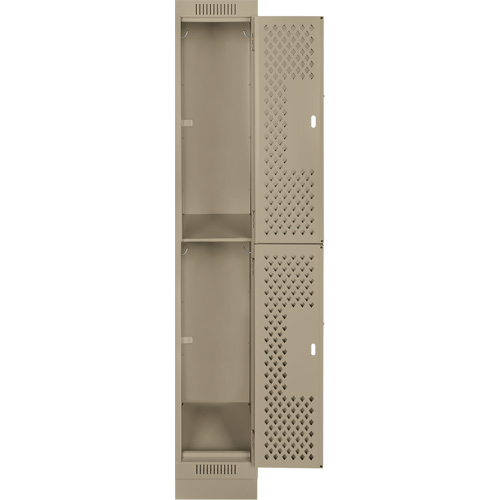 Casiers Clean Line, 2 niveaux, 12" x 18" x 76", Acier, Beige, Rivet (assembl&eacute;), Perfor&eacute; Ontario Packaging
