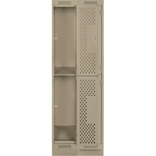 Casiers Clean Line, 2 niveaux, Bloc de 2, 24" x 18" x 76", Acier, Beige, Rivet (assembl&eacute;), Perfor&eacute; Ontario Packaging
