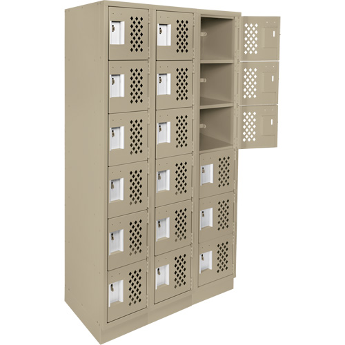 Clean-Line Perforated Lockerette, 6 -tier, Bank of 3, 12" x 72" x 12", Steel Ontario Packaging