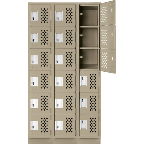 Clean-Line Perforated Lockerette, 6 -tier, Bank of 3, 12" x 72" x 12", Steel Ontario Packaging