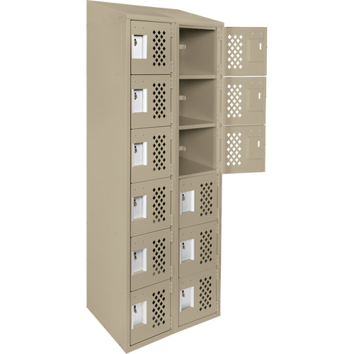 Assembled Lockerettes Clean Line Perforated Economy Lockers, 6 -tier, Bank of 2, 18" x 72" x 12", Steel Ontario Packaging