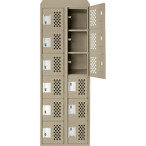 Assembled Lockerettes Clean Line Perforated Economy Lockers, 6 -tier, Bank of 2, 18" x 72" x 12", Steel Ontario Packaging