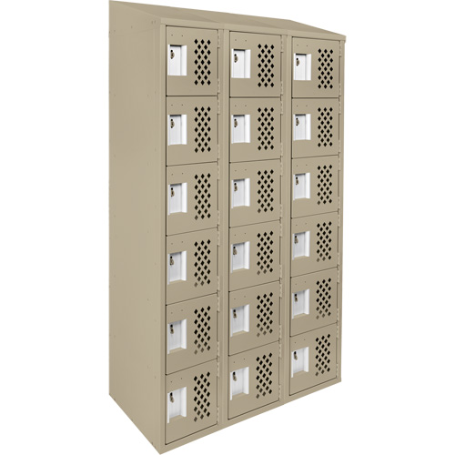 Assembled Lockerettes Clean Line Perforated Economy Lockers, 6 -tier, Bank of 3, 18" x 72" x 12", Steel Ontario Packaging
