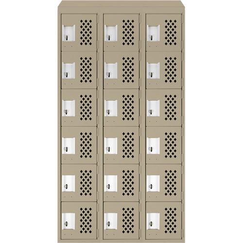 Assembled Lockerettes Clean Line Perforated Economy Lockers, 6 -tier, Bank of 3, 18" x 72" x 12", Steel Ontario Packaging
