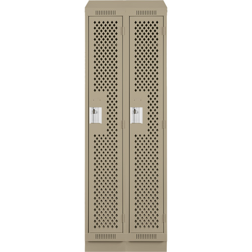 Clean Line Lockers, Bank of 2, 24" x 18" x 82", Steel, Beige, Rivet (Assembled), Perforated Ontario Packaging