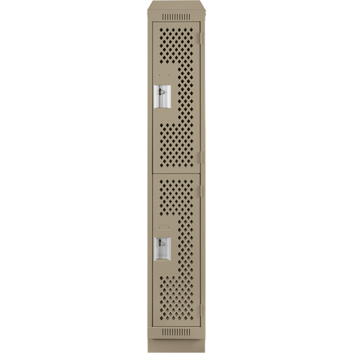 Casiers Clean Line, 2 niveaux, 12" x 15" x 82", Acier, Beige, Rivet (assembl&eacute;), Perfor&eacute; Ontario Packaging