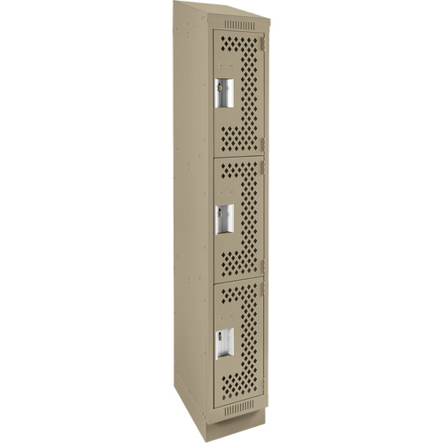 Casiers Clean Line, 3 niveaux, 12" x 12" x 82", Acier, Beige, Rivet (assembl&eacute;), Perfor&eacute; Ontario Packaging
