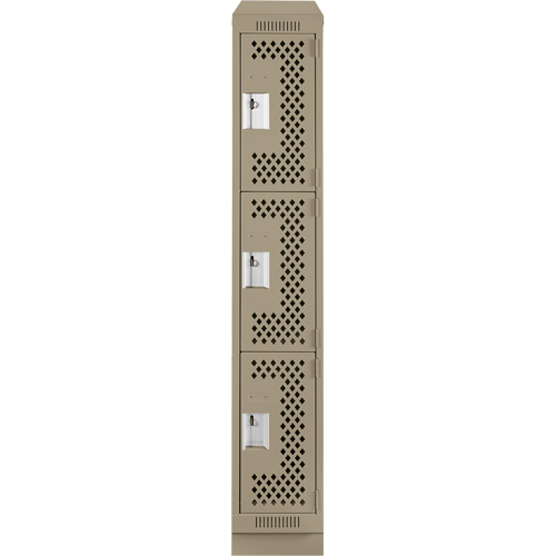 Casiers Clean Line, 3 niveaux, 12" x 12" x 82", Acier, Beige, Rivet (assembl&eacute;), Perfor&eacute; Ontario Packaging