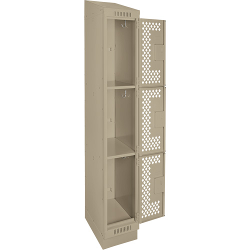 Casiers Clean Line, 3 niveaux, 12" x 12" x 82", Acier, Beige, Rivet (assembl&eacute;), Perfor&eacute; Ontario Packaging