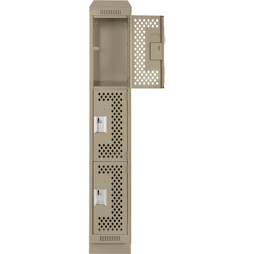 Casiers Clean Line, 3 niveaux, 12" x 12" x 82", Acier, Beige, Rivet (assembl&eacute;), Perfor&eacute; Ontario Packaging