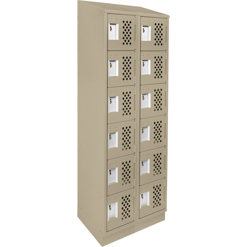 Assembled Lockerettes Clean Line Perforated Economy Lockers, 6 -tier, Bank of 2, 18" x 72" x 12", Steel Ontario Packaging