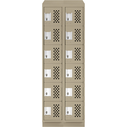 Assembled Lockerettes Clean Line Perforated Economy Lockers, 6 -tier, Bank of 2, 18" x 72" x 12", Steel Ontario Packaging