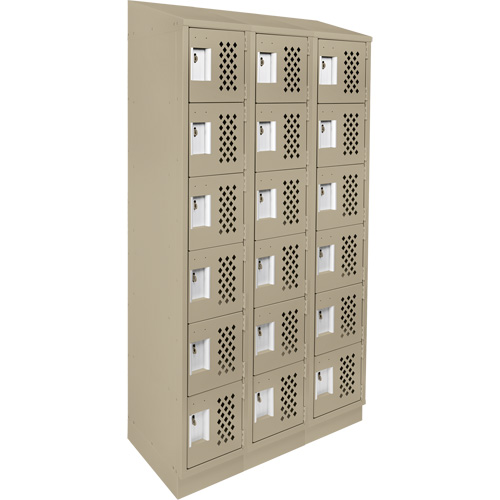 Assembled Lockerettes Clean Line Perforated Economy Lockers, 6 -tier, Bank of 3, 18" x 72" x 12", Steel Ontario Packaging