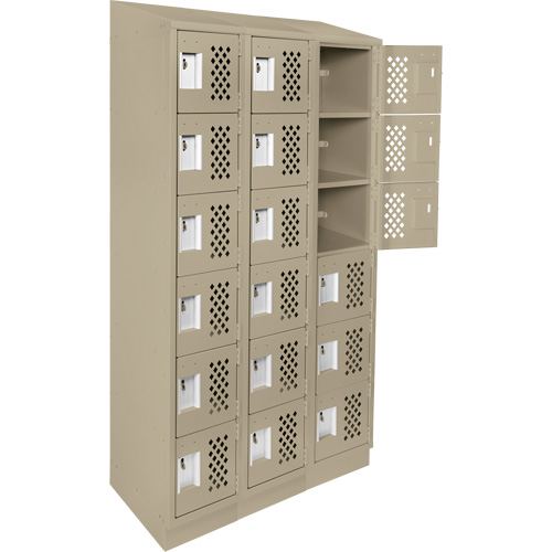Assembled Lockerettes Clean Line Perforated Economy Lockers, 6 -tier, Bank of 3, 18" x 72" x 12", Steel Ontario Packaging