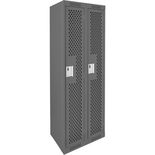 Clean Line Lockers, Bank of 2, 24" x 12" x 72", Steel, Charcoal, Rivet (Assembled), Perforated Ontario Packaging