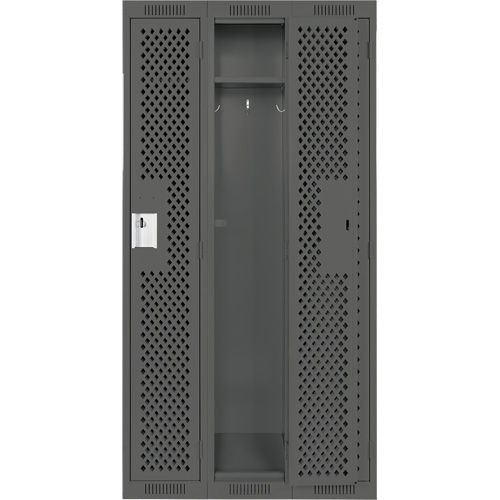 Clean Line Lockers, Bank of 3, 36" x 12" x 72", Steel, Charcoal, Rivet (Assembled), Perforated Ontario Packaging
