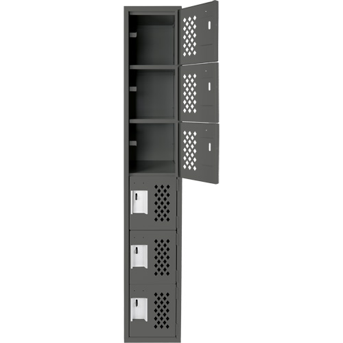 Assembled Lockerettes Clean Line Perforated Economy Lockers, 6 -tier, 18" x 72" x 12", Steel Ontario Packaging