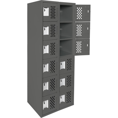 Assembled Lockerettes Clean Line Perforated Economy Lockers, 6 -tier, Bank of 2, 18" x 72" x 12", Steel Ontario Packaging