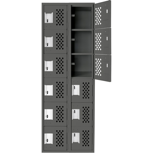 Assembled Lockerettes Clean Line Perforated Economy Lockers, 6 -tier, Bank of 2, 18" x 72" x 12", Steel Ontario Packaging