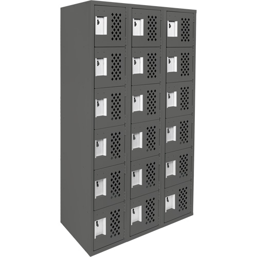 Assembled Lockerettes Clean Line Perforated Economy Lockers, 6 -tier, Bank of 3, 18" x 72" x 12", Steel Ontario Packaging