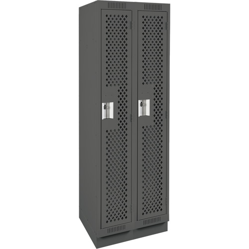 Clean Line Lockers, Bank of 2, 24" x 15" x 76", Steel, Charcoal, Rivet (Assembled), Perforated Ontario Packaging