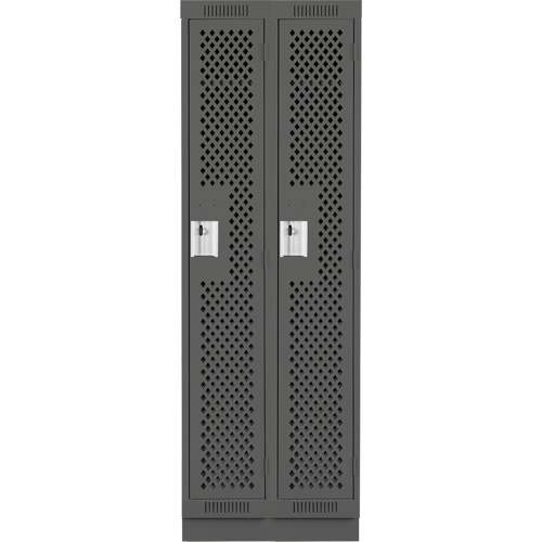 Clean Line Lockers, Bank of 2, 24" x 15" x 76", Steel, Charcoal, Rivet (Assembled), Perforated Ontario Packaging