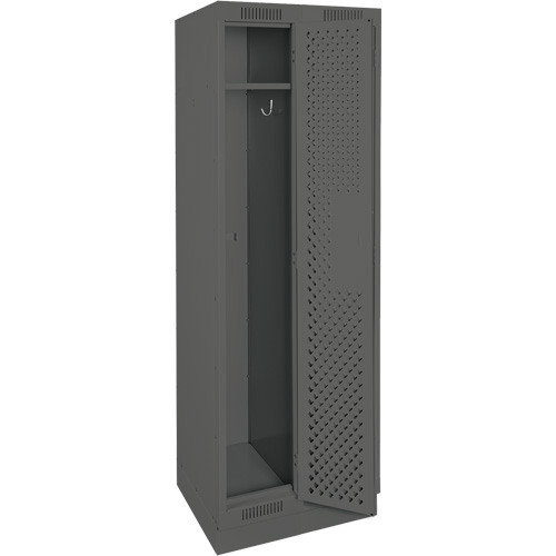 Clean Line Lockers, Bank of 2, 24" x 15" x 76", Steel, Charcoal, Rivet (Assembled), Perforated Ontario Packaging