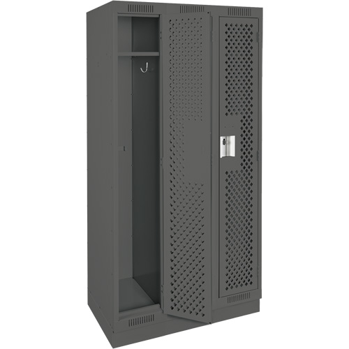 Clean Line Lockers, Bank of 3, 36" x 12" x 76", Steel, Charcoal, Rivet (Assembled), Perforated Ontario Packaging