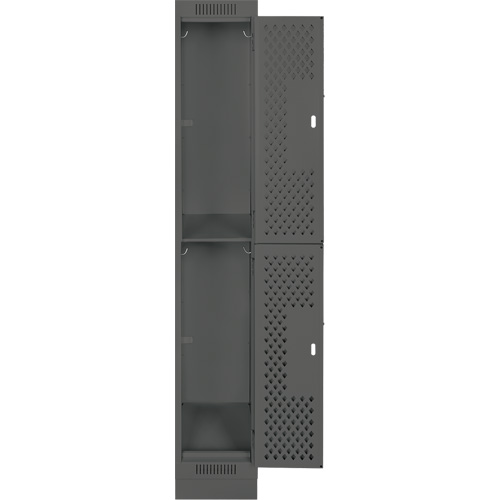 Casiers Clean Line, 2 niveaux, 12" x 18" x 76", Acier, Charbon, Rivet (assembl&eacute;), Perfor&eacute; Ontario Packaging
