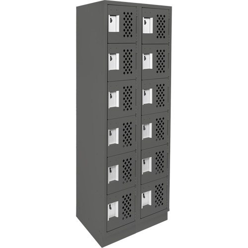 Clean-Line Perforated Lockerette, 6 -tier, Bank of 2, 12" x 72" x 12", Steel Ontario Packaging