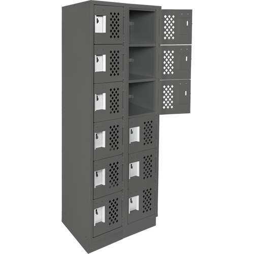 Clean-Line Perforated Lockerette, 6 -tier, Bank of 2, 12" x 72" x 12", Steel Ontario Packaging