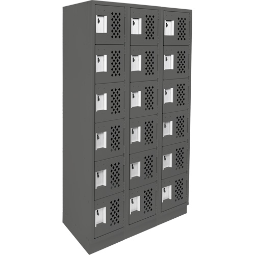Clean-Line Perforated Lockerette, 6 -tier, Bank of 3, 12" x 72" x 12", Steel Ontario Packaging