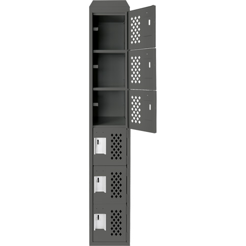 Assembled Lockerettes Clean Line Perforated Economy Lockers, 6 -tier, 18" x 72" x 12", Steel Ontario Packaging