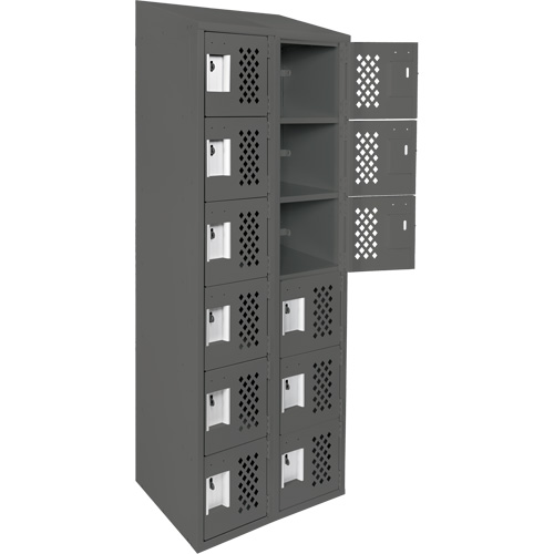Assembled Lockerettes Clean Line Perforated Economy Lockers, 6 -tier, Bank of 2, 18" x 72" x 12", Steel Ontario Packaging