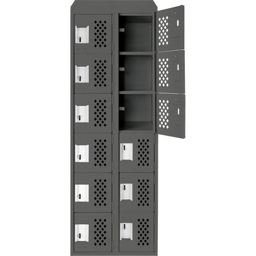 Assembled Lockerettes Clean Line Perforated Economy Lockers, 6 -tier, Bank of 2, 18" x 72" x 12", Steel Ontario Packaging