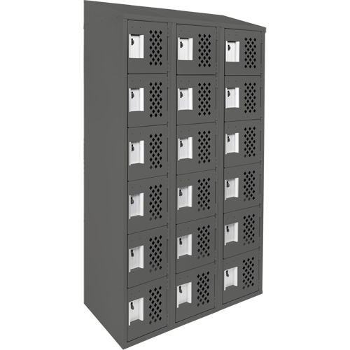 Assembled Lockerettes Clean Line Perforated Economy Lockers, 6 -tier, Bank of 3, 18" x 72" x 12", Steel Ontario Packaging