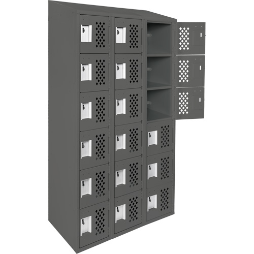 Assembled Lockerettes Clean Line Perforated Economy Lockers, 6 -tier, Bank of 3, 18" x 72" x 12", Steel Ontario Packaging