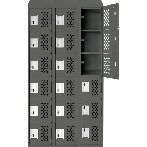Assembled Lockerettes Clean Line Perforated Economy Lockers, 6 -tier, Bank of 3, 18" x 72" x 12", Steel Ontario Packaging