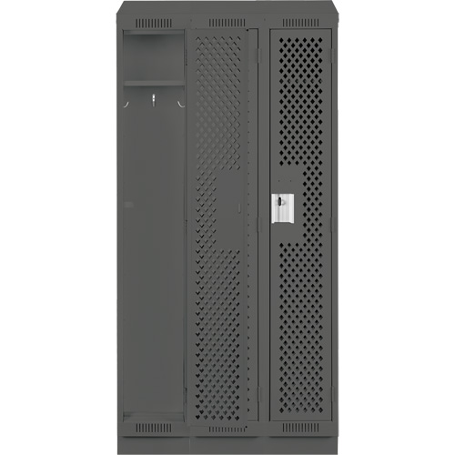 Clean Line Lockers, Bank of 3, 36" x 18" x 82", Steel, Charcoal, Rivet (Assembled), Perforated Ontario Packaging