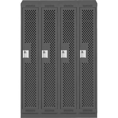 Clean Line Lockers, Bank of 4, 48" x 18" x 82", Steel, Charcoal, Rivet (Assembled), Perforated Ontario Packaging