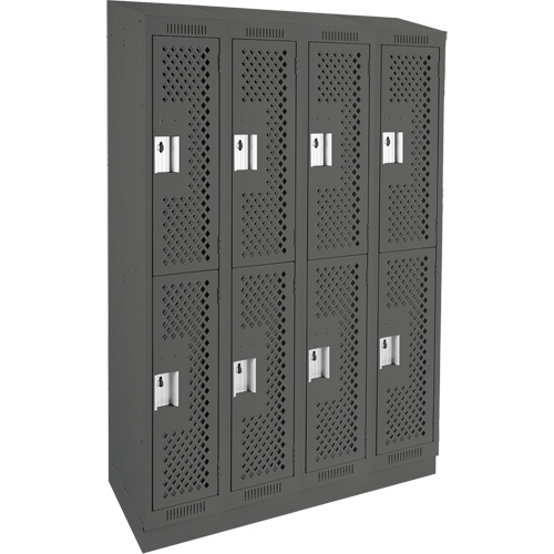 Casiers Clean Line, 2 niveaux, Bloc de 4, 48" x 12" x 82", Acier, Charbon, Rivet (assembl&eacute;), Perfor&eacute; Ontario Packaging