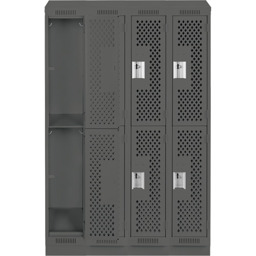 Casiers Clean Line, 2 niveaux, Bloc de 4, 48" x 12" x 82", Acier, Charbon, Rivet (assembl&eacute;), Perfor&eacute; Ontario Packaging