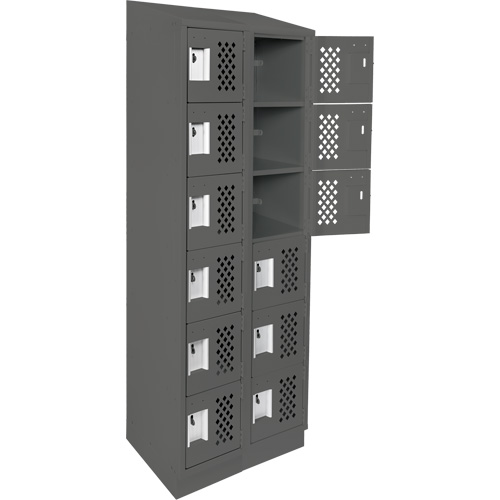 Assembled Lockerettes Clean Line Perforated Economy Lockers, 6 -tier, Bank of 2, 18" x 72" x 12", Steel Ontario Packaging