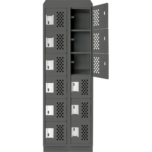 Assembled Lockerettes Clean Line Perforated Economy Lockers, 6 -tier, Bank of 2, 18" x 72" x 12", Steel Ontario Packaging
